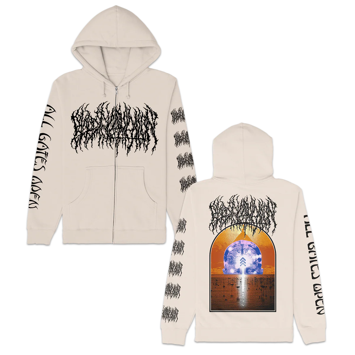 All Gates Open Back Cover Zip Up Hoodie (Bone)